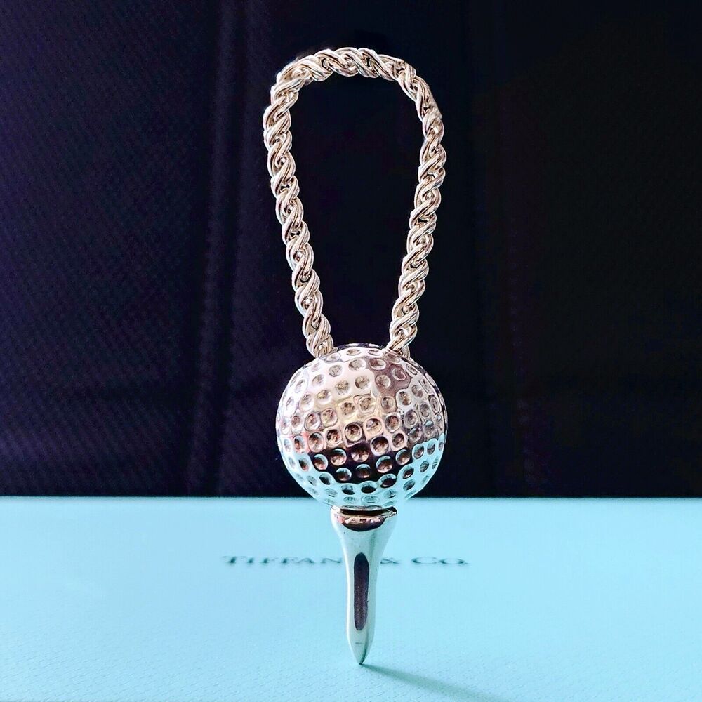 EXTREMELY RARE Vintage 1980s Tiffany & Co. Golf Ball and Tee Silver Key Ring